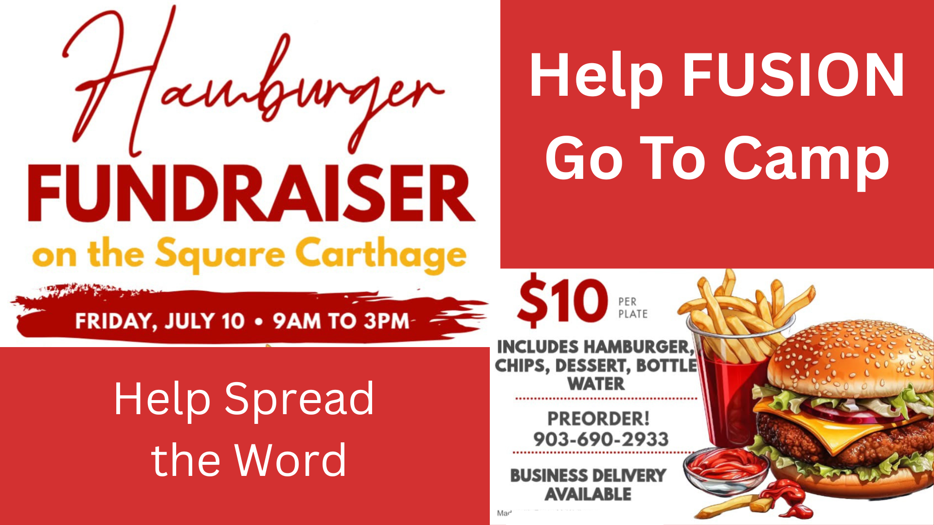 Hamburger fundraiser to help Fusion go to camp